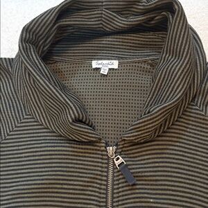 Splendid Pinstripe Rolled Collar/Hood Full Zip Sweatshirt (S) Made in USA